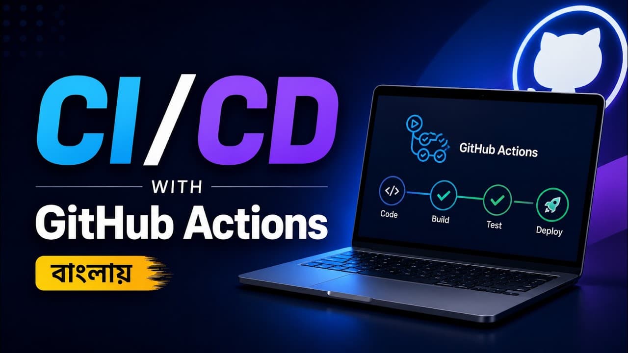 GitHub Actions CI/CD Tutorial Bangla | Automate Build & Deploy for Beginners