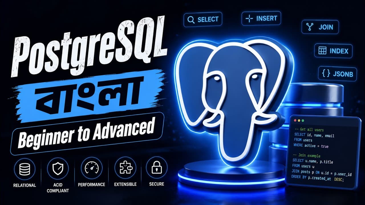 PostgreSQL Full Course in Bangla | Beginner to Advanced | Complete SQL Database Tutorial